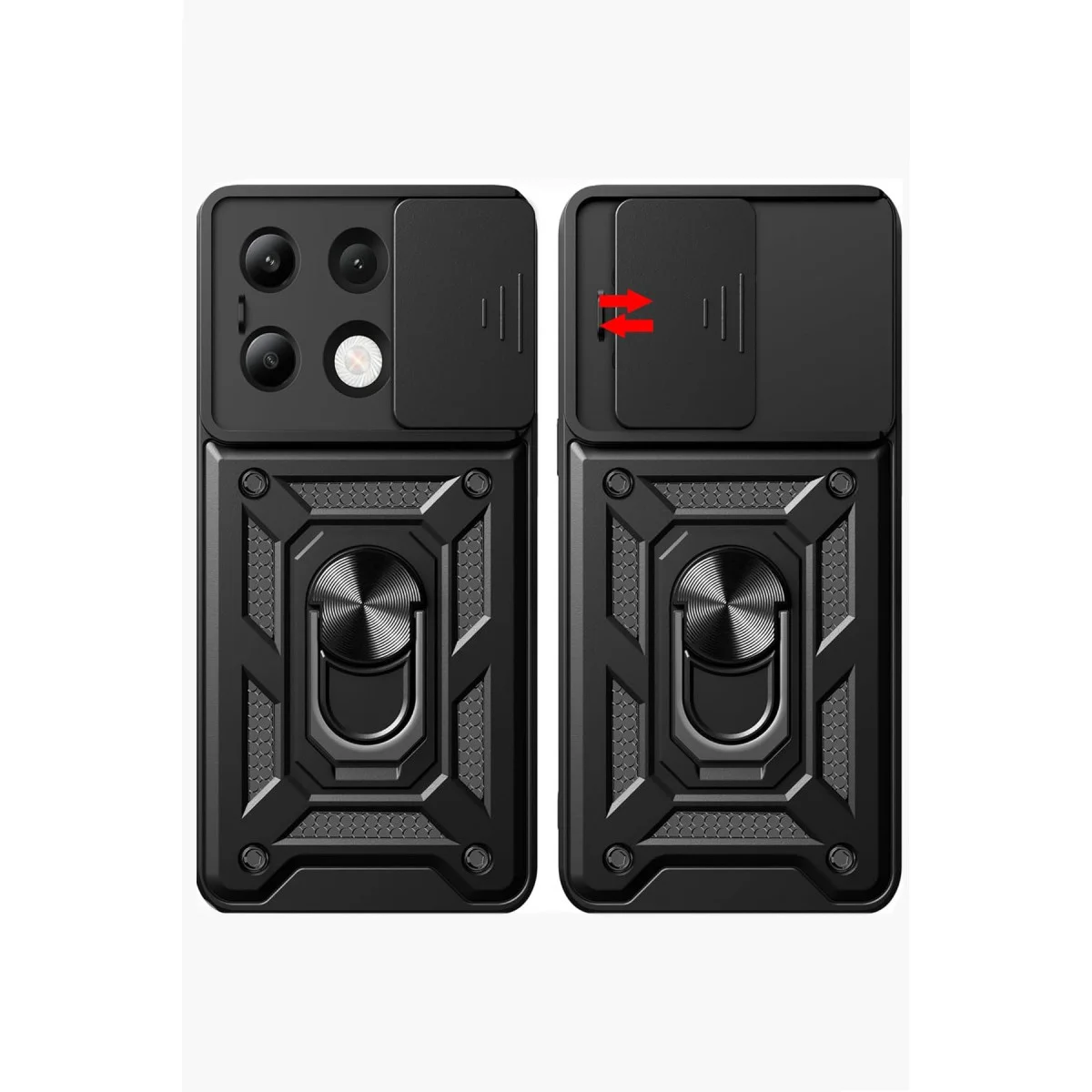 Redmi Note 13 4G Kılıf Pars Lens Yüzüklü Silikon - Siyah