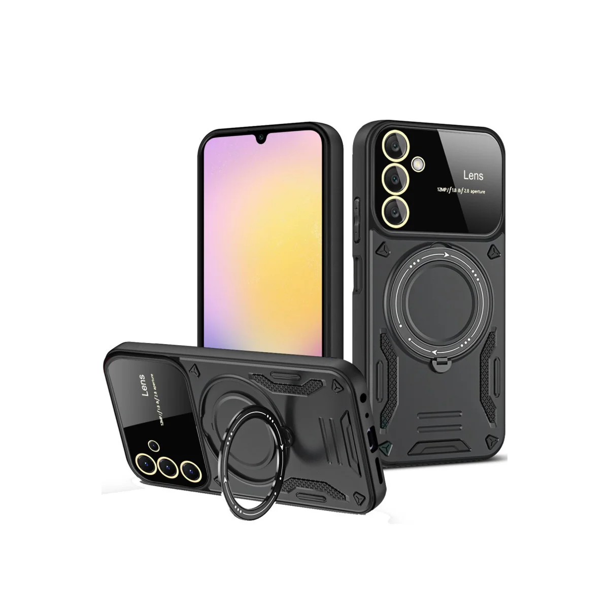 Galaxy A16 5G Kılıf Joy Lens Standlı Kapak - Siyah