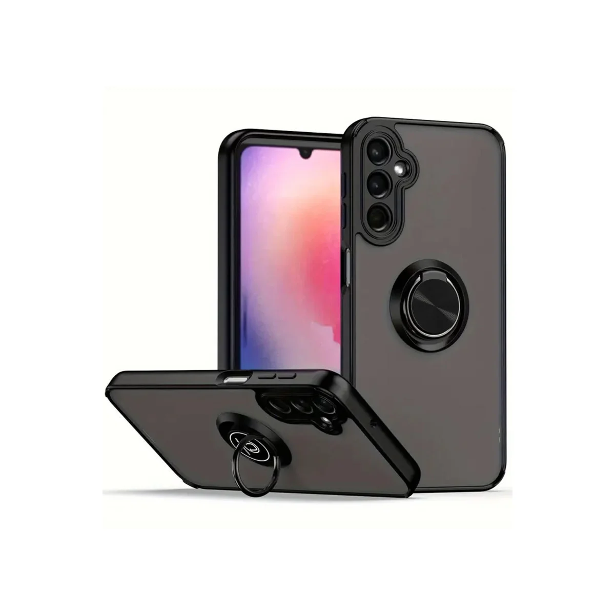 Galaxy A16 5G Kılıf Montreal Yüzüklü Silikon Kapak - Siyah