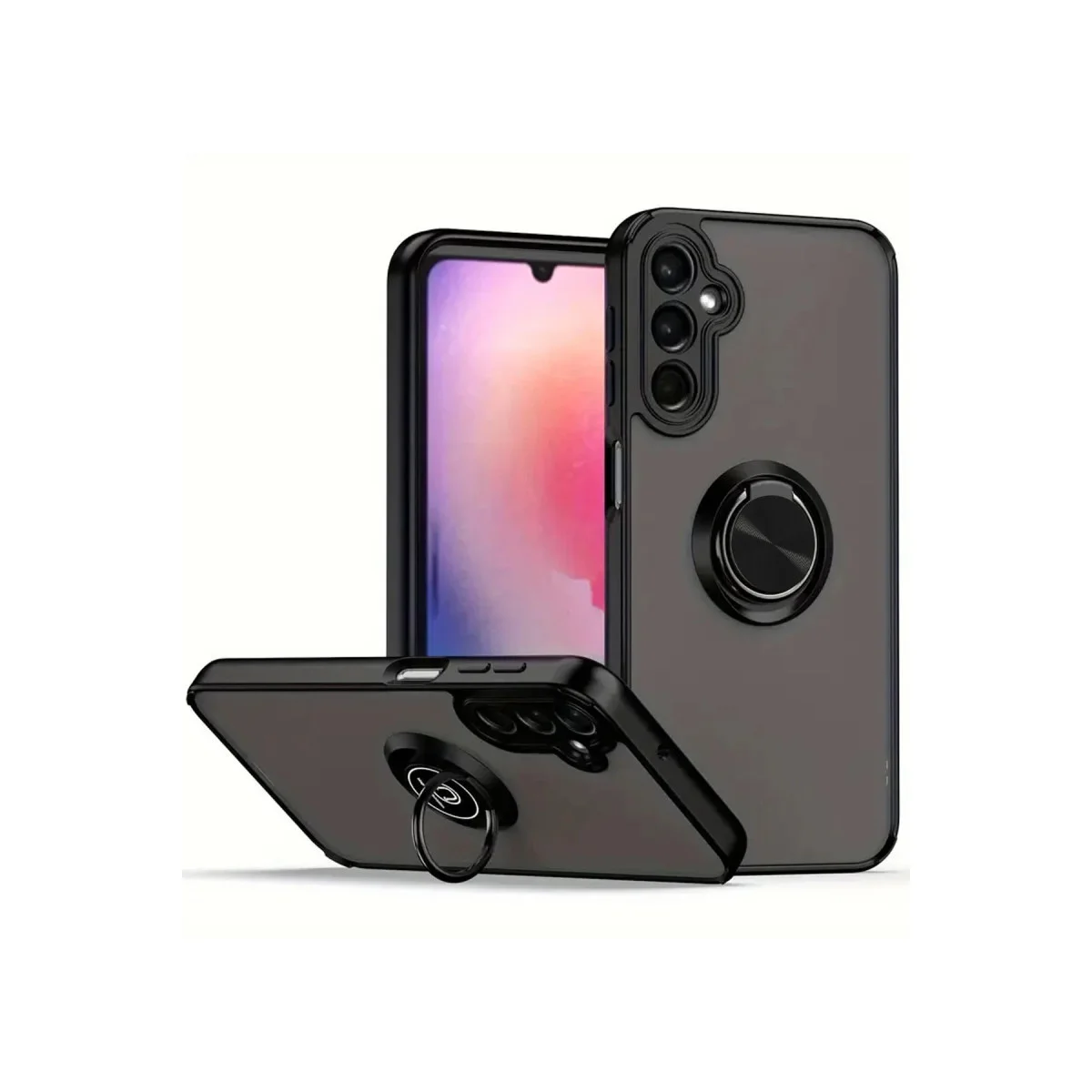 Galaxy A36 Kılıf Montreal Yüzüklü Silikon Kapak - Siyah