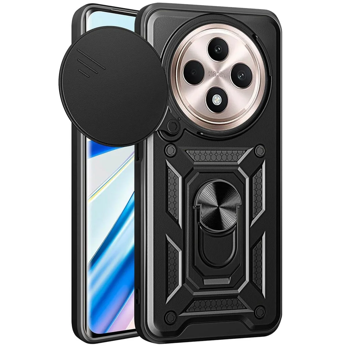 Redmi 14C Kılıf Pars Lens Yüzüklü Silikon - Siyah
