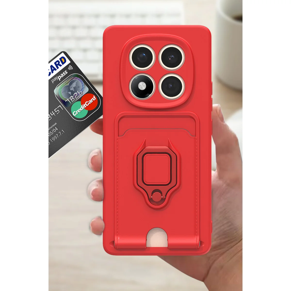 Redmi Note 14 Pro 4G Kılıf Zuma Kartvizitli Yüzüklü Silikon - Siyah