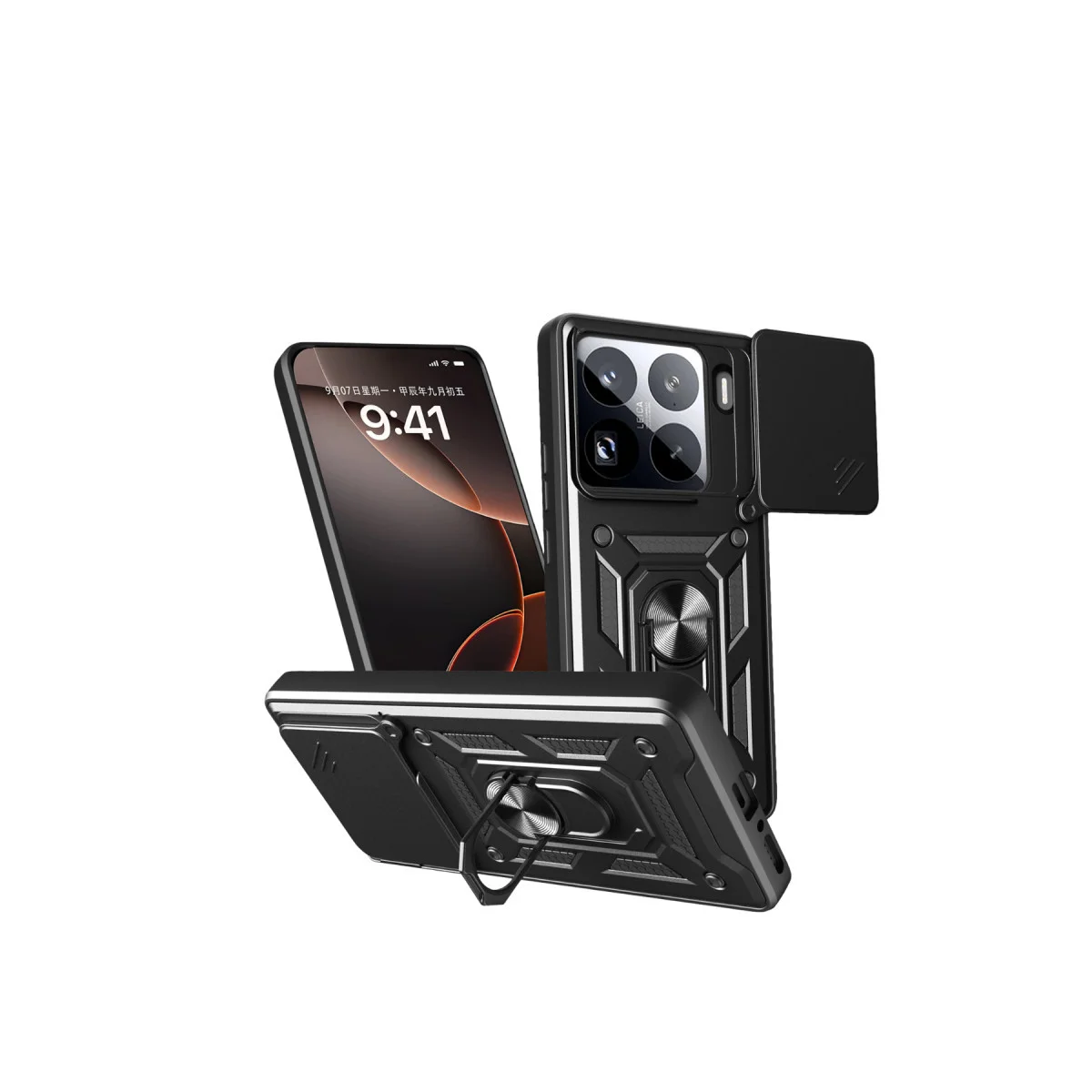 Mi 15 Pro Kılıf Pars Lens Yüzüklü Silikon - Siyah