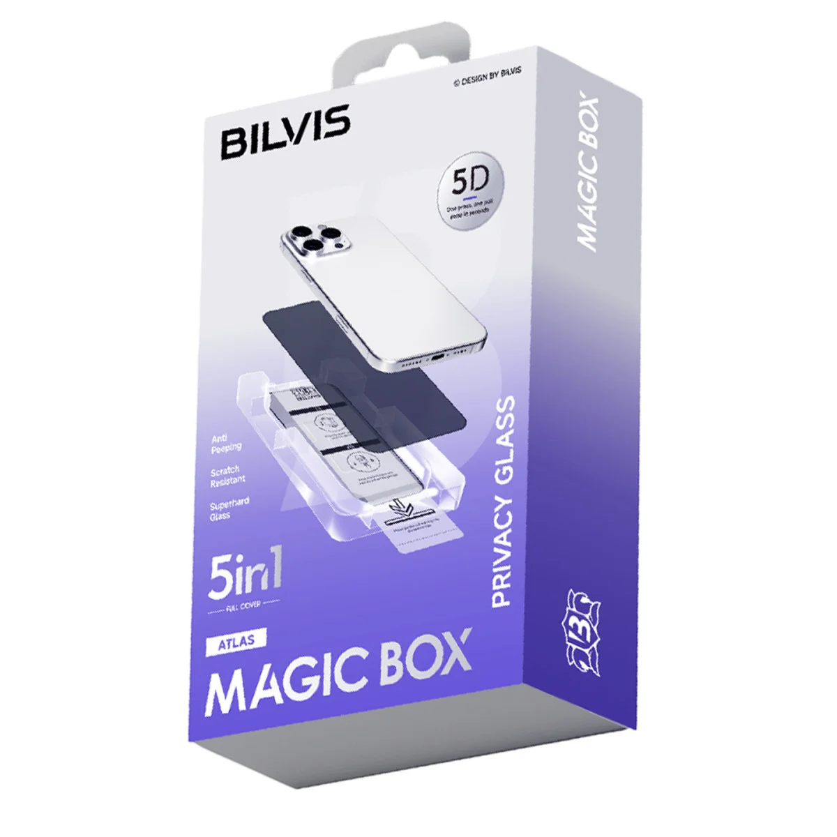 iPhone 14 Pro Max Bilvis 5in1 5D Magic Hayalet Cam Ekran Koruyucu - Siyah