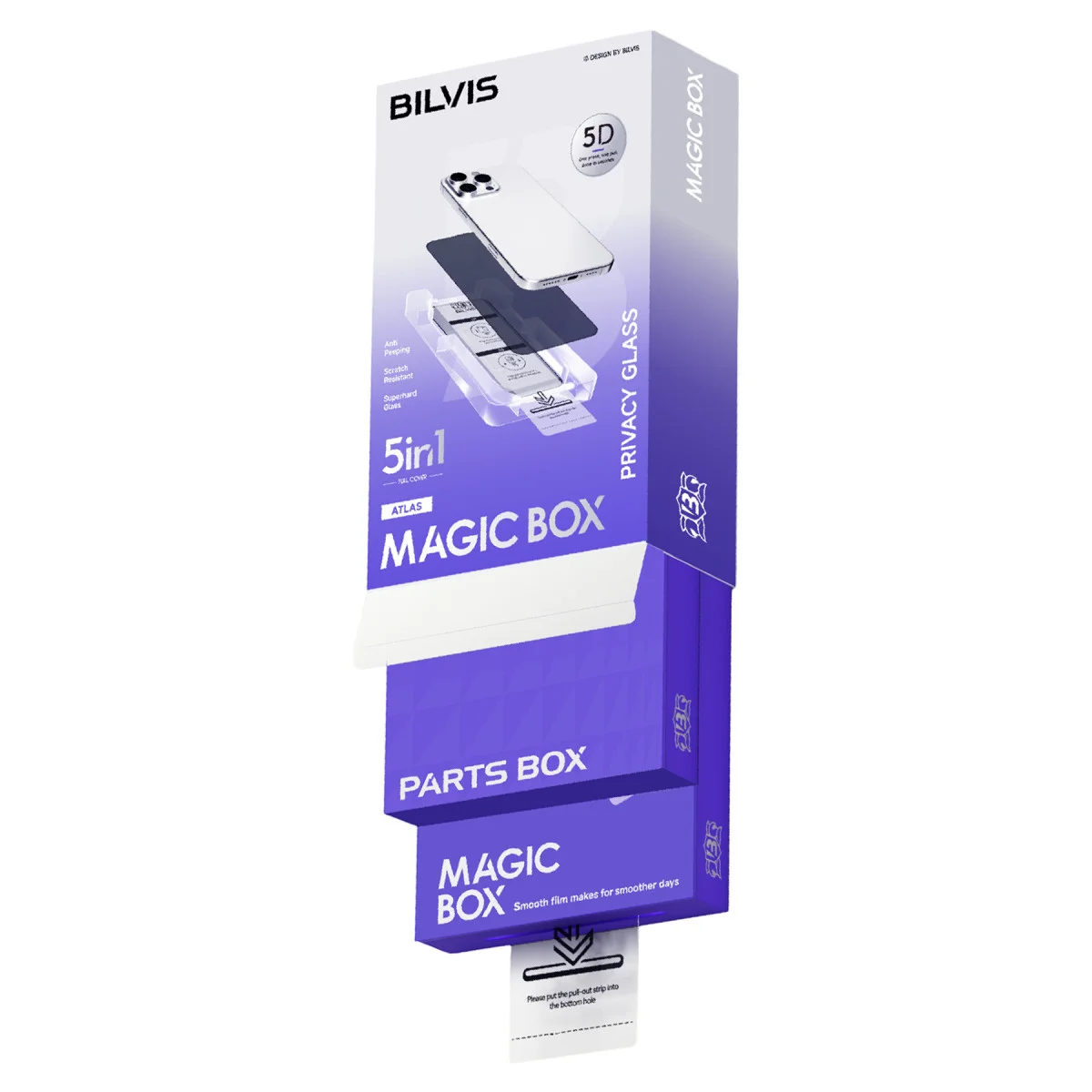 iPhone 17 Bilvis 5in1 5D Magic Hayalet Cam Ekran Koruyucu - Siyah