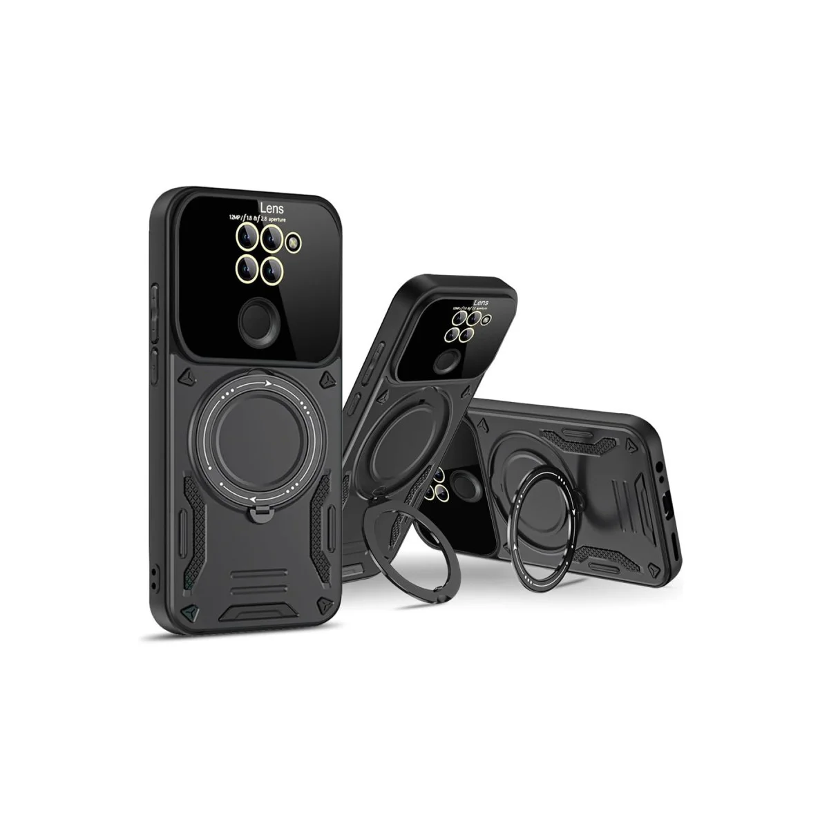 Redmi Note 9 Joy Lens Standlı Kapak - Siyah
