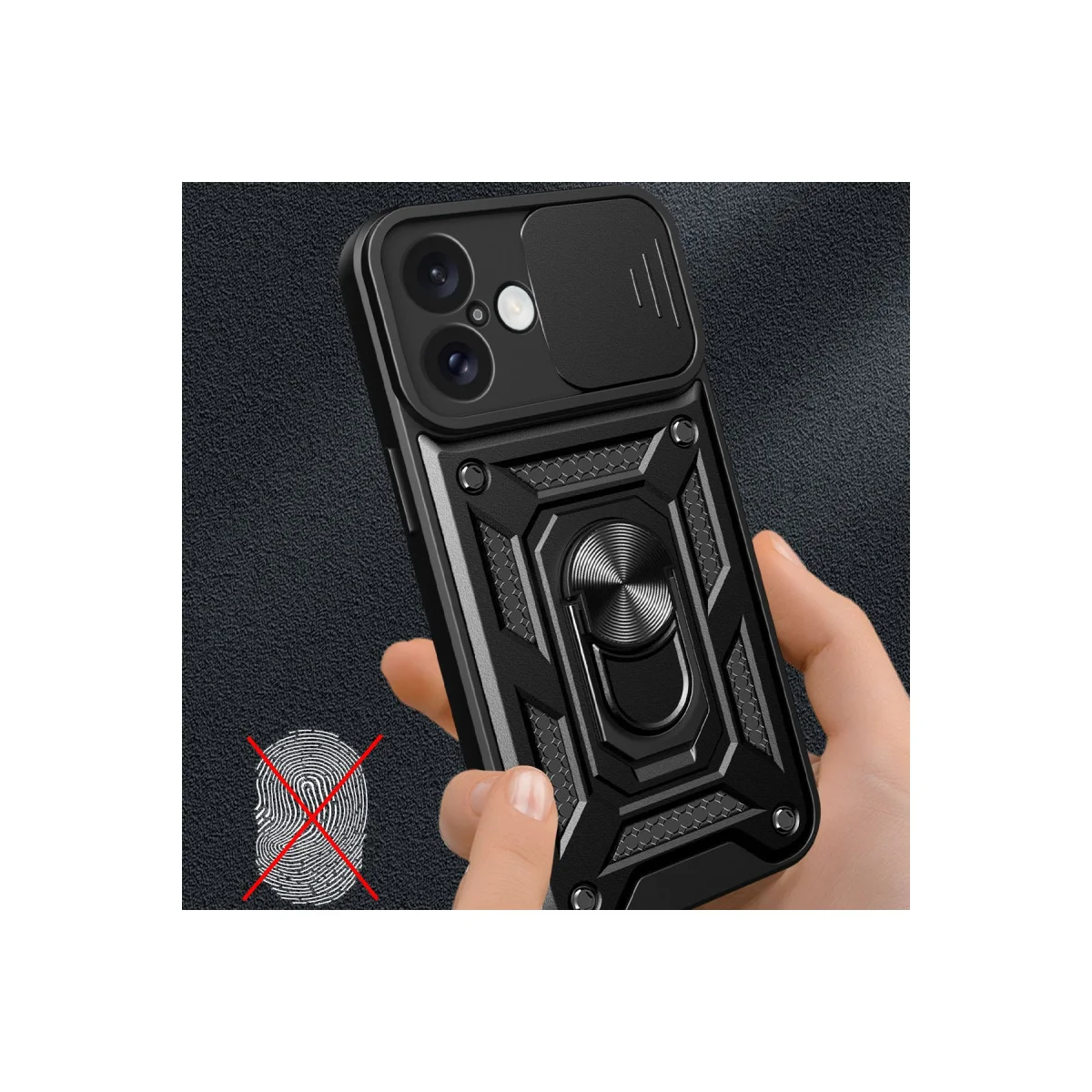 iPhone 16 Kılıf Pars Lens Yüzüklü Silikon - Kırmızı