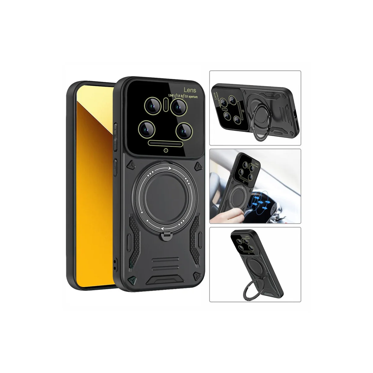 Mi 14 Ultra Kılıf Joy Lens Standlı Kapak - Kırmızı