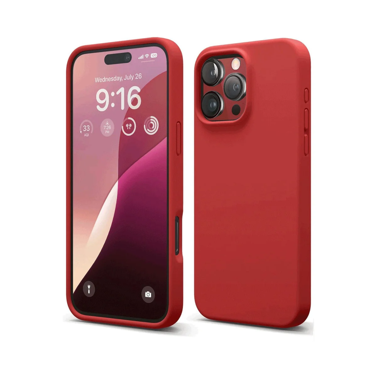 iPhone 16 Pro Max Kılıf Nano içi Kadife Silikon - Kırmızı