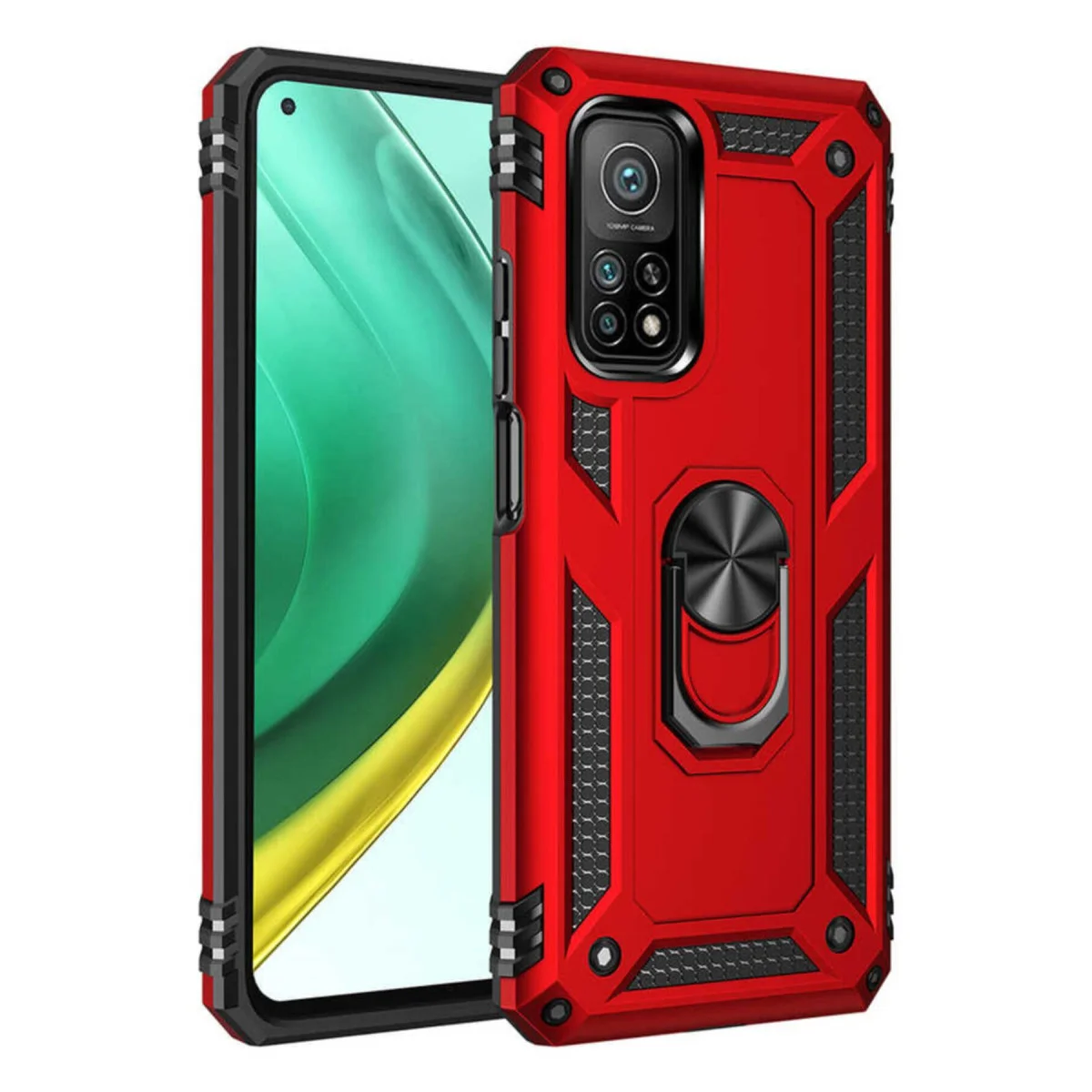 Mi 10T Pro Kılıf Sofya Yüzüklü Silikon Kapak - Kırmızı