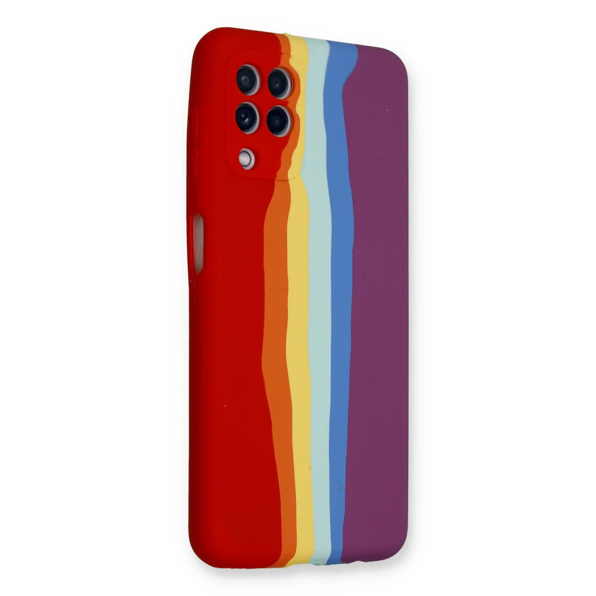 Galaxy A22 Kılıf Ebruli Lansman Silikon - Kırmızı-Mor