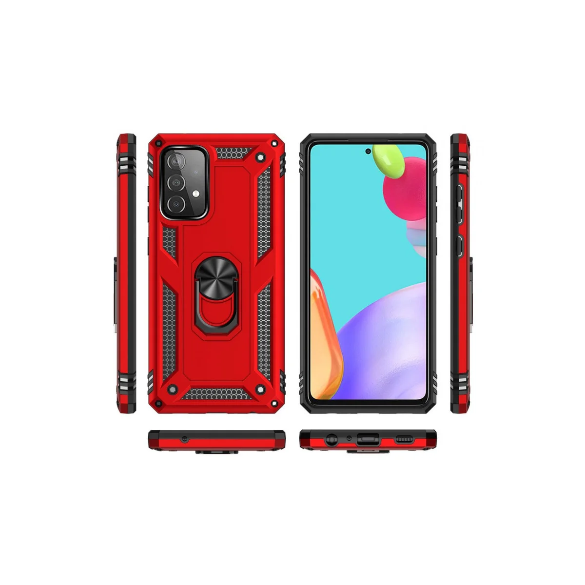 Galaxy A33 5G Kılıf Sofya Yüzüklü Silikon Kapak - Kırmızı