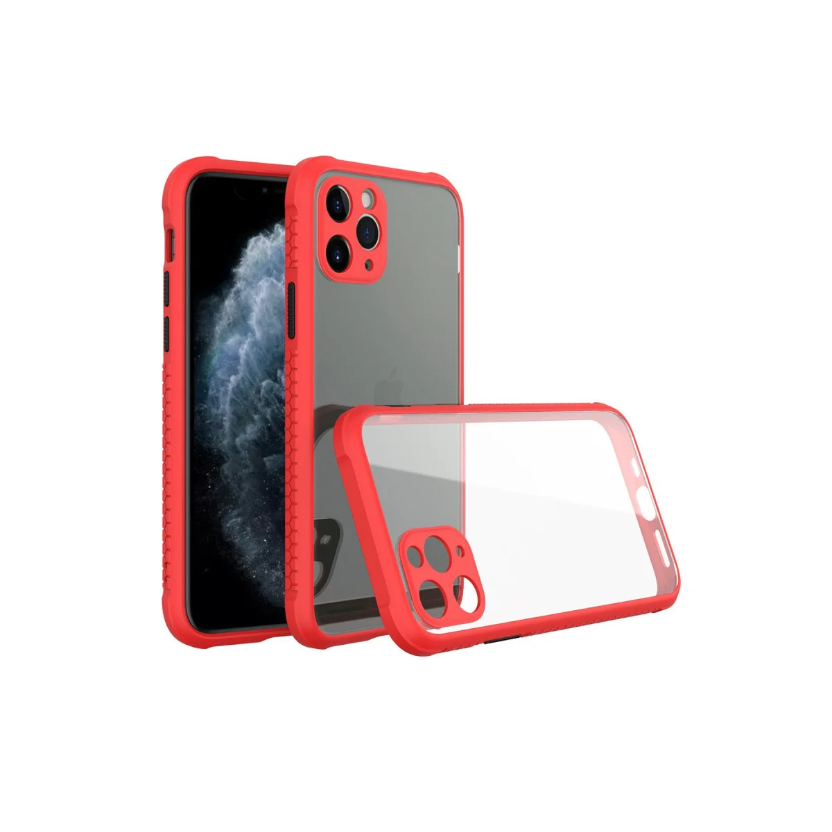 iPhone 11 Pro Kılıf Miami Şeffaf Silikon - Kırmızı