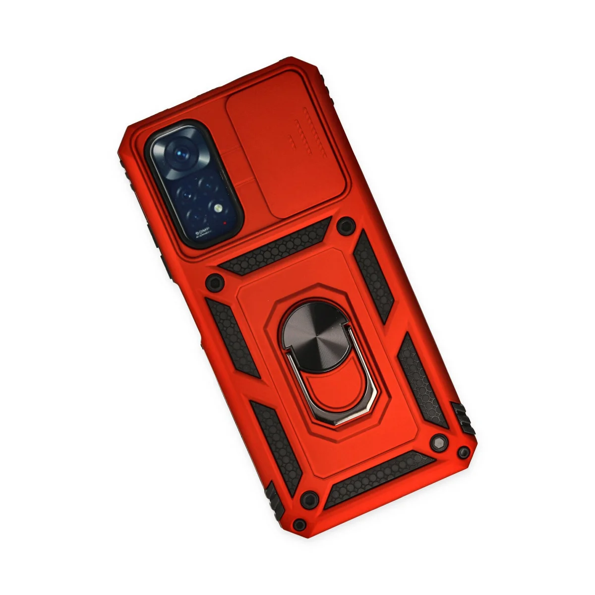 Redmi Note 11 Kılıf Pars Lens Yüzüklü Silikon - Kırmızı