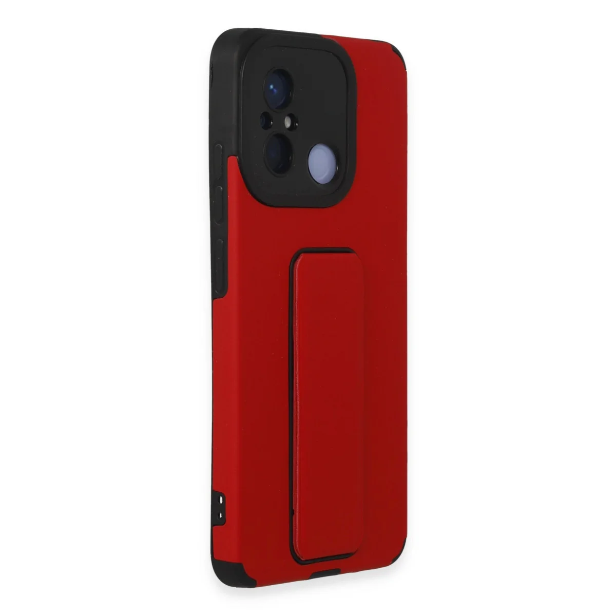 Redmi 12C Kılıf Mega Standlı Silikon - Kırmızı