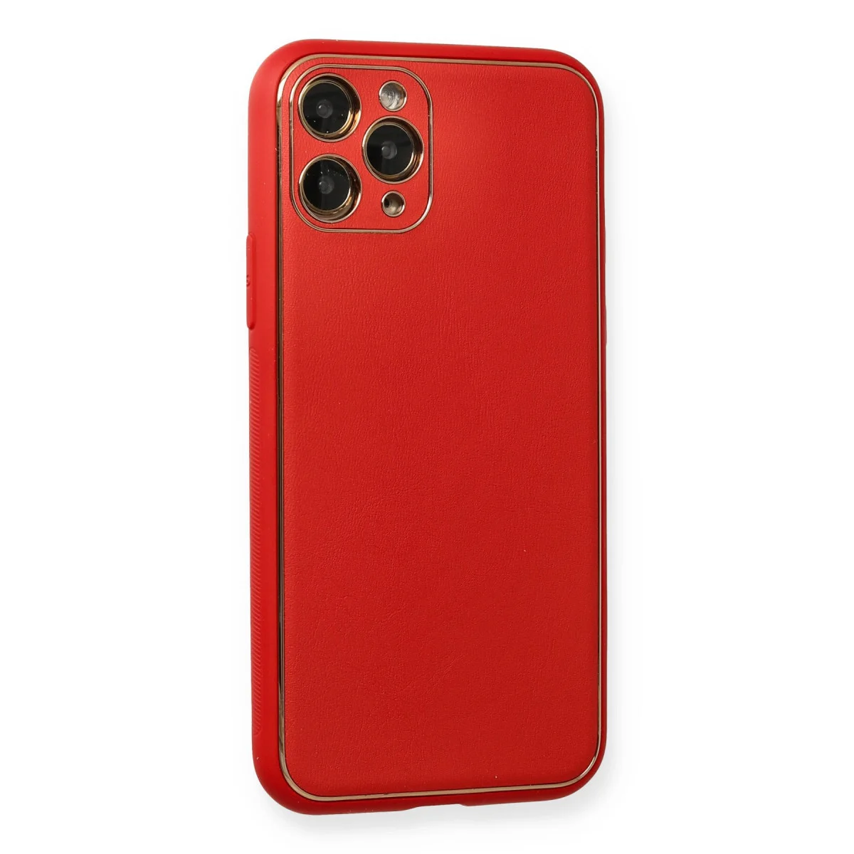 iPhone 11 Pro Max Kılıf Coco Deri Silikon Kapak - Kırmızı
