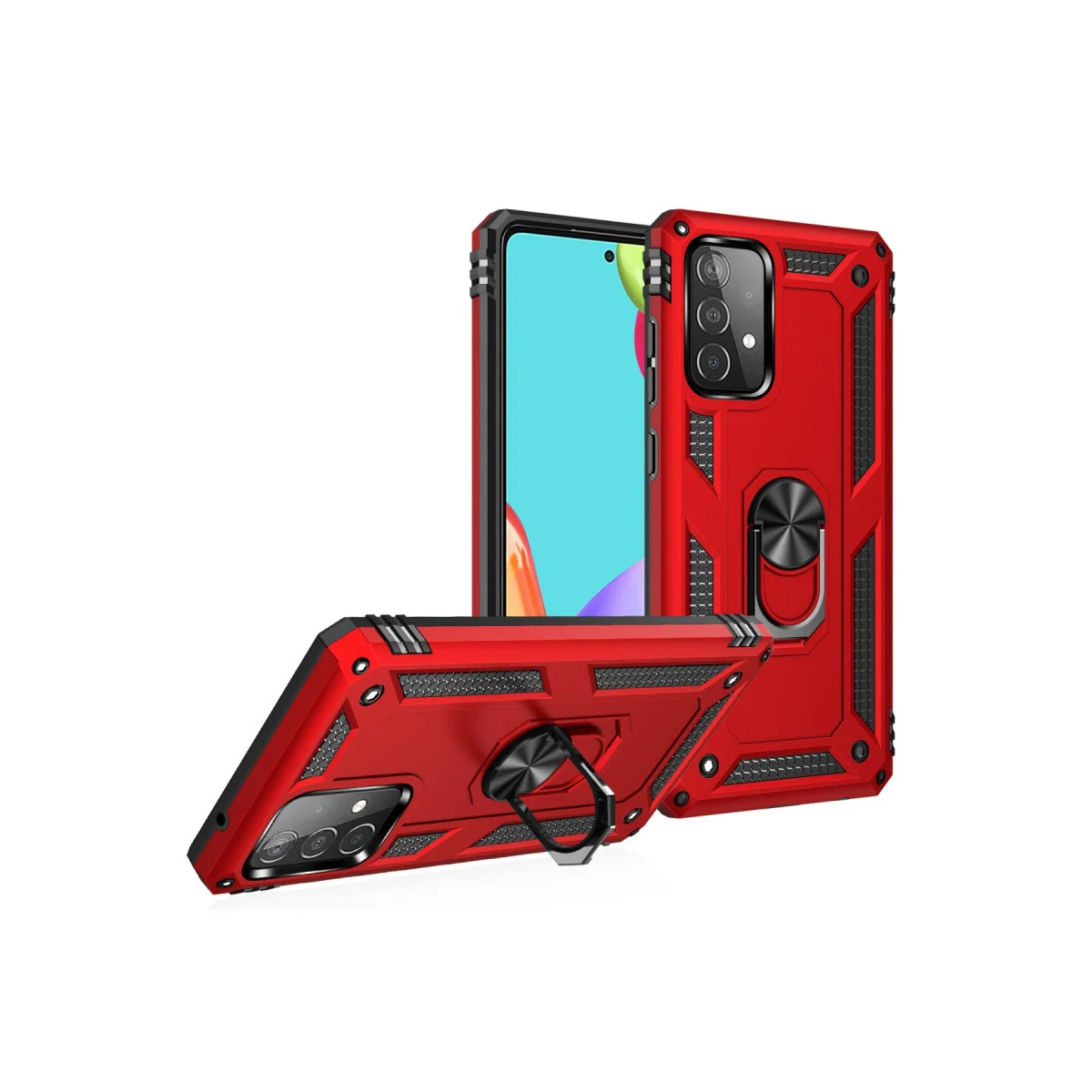 Galaxy A52 Kılıf Sofya Yüzüklü Silikon Kapak - Kırmızı