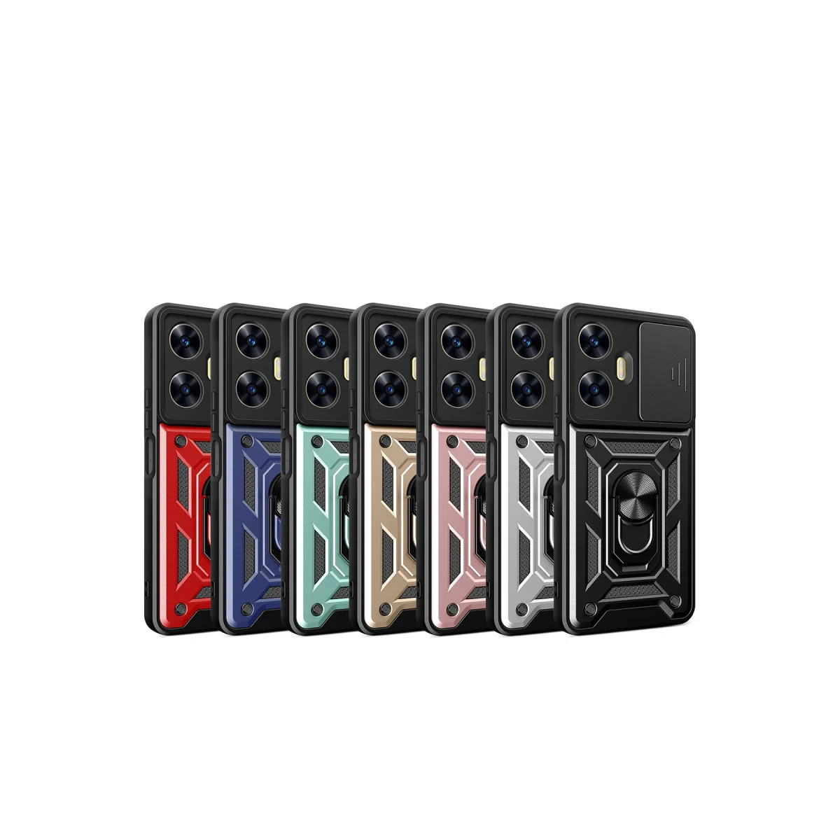Realme C55 Kılıf Pars Lens Yüzüklü Silikon - Kırmızı