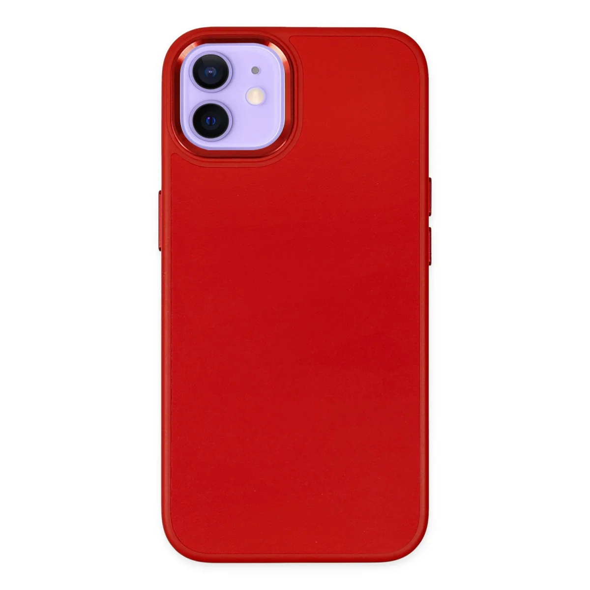 iPhone 12 Kılıf Asya Deri Silikon - Kırmızı