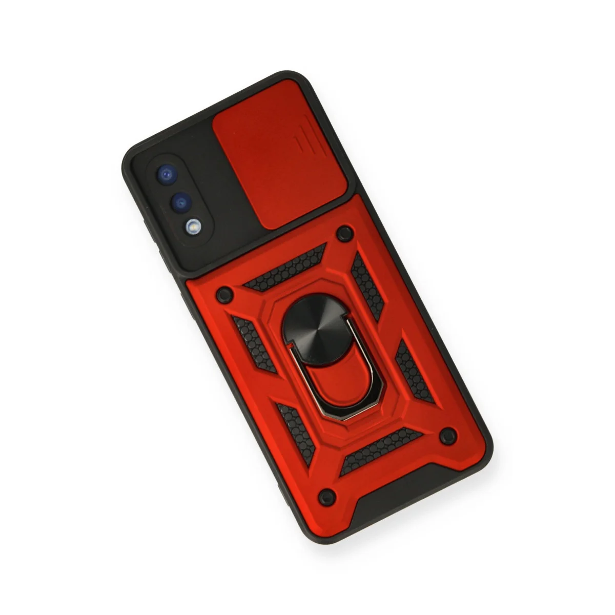 Galaxy A02 Kılıf Pars Lens Yüzüklü Silikon - Kırmızı