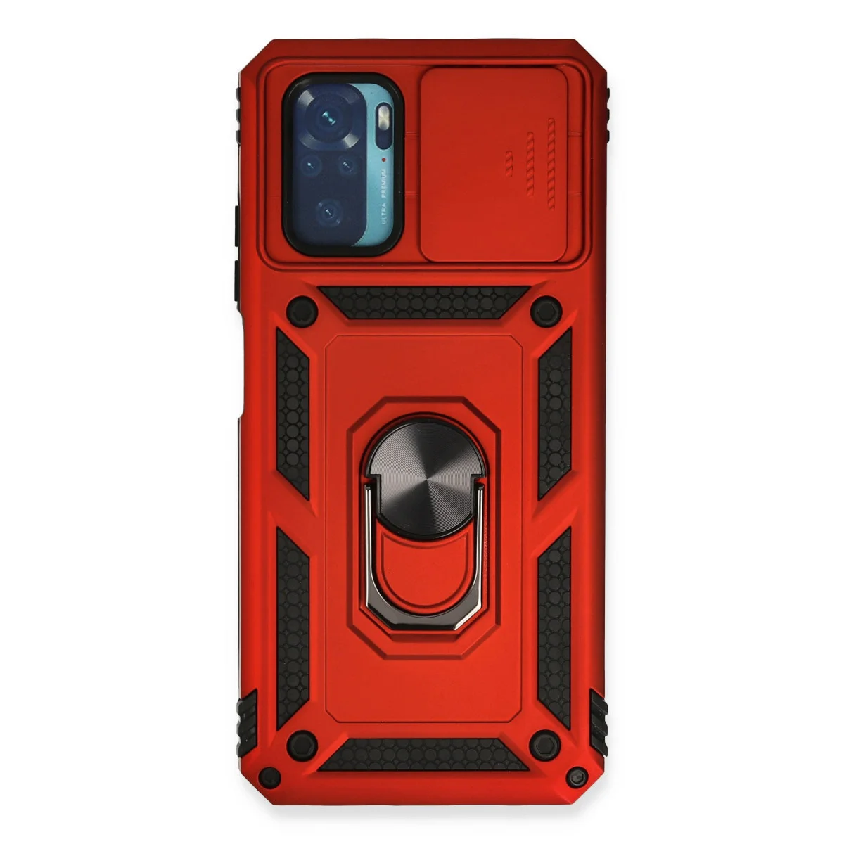 Redmi Note 10 Kılıf Pars Lens Yüzüklü Silikon - Kırmızı
