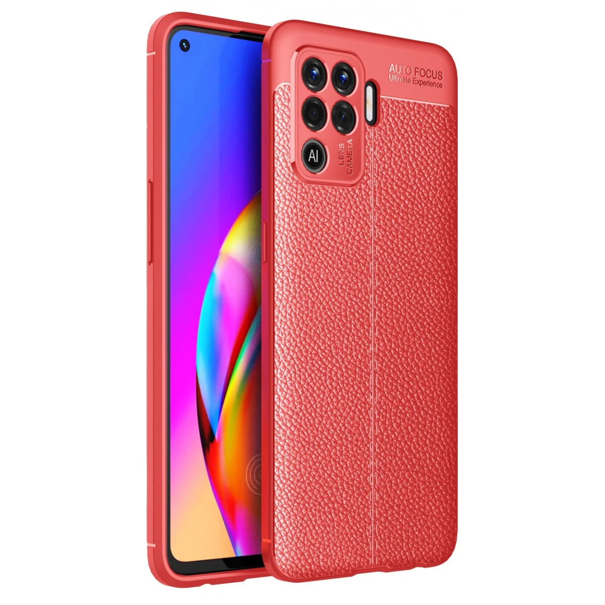 Reno 5 Lite Kılıf Auto Focus Kapak - Kırmızı