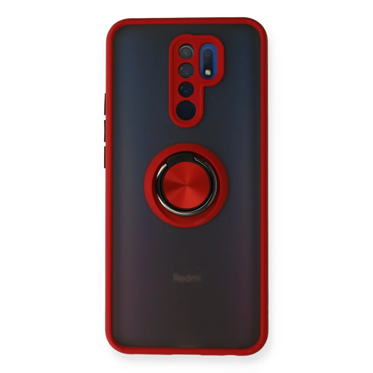 Redmi 9 Kılıf Montreal Yüzüklü Silikon Kapak - Kırmızı