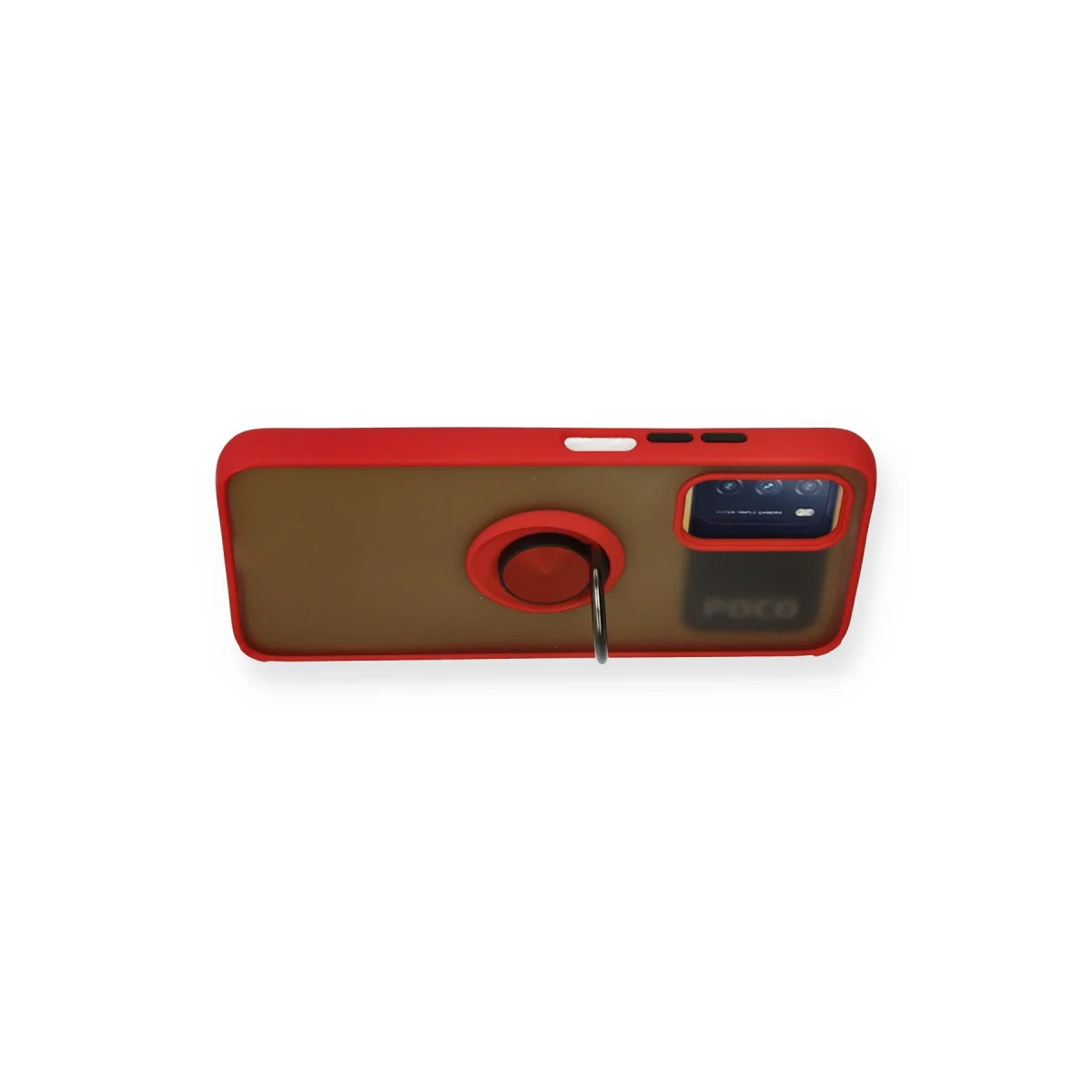 Redmi 9T Kılıf Montreal Yüzüklü Silikon Kapak - Kırmızı