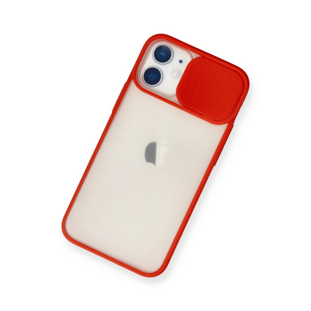 iPhone 11 Kılıf Palm Buzlu Kamera Sürgülü Silikon - Kırmızı