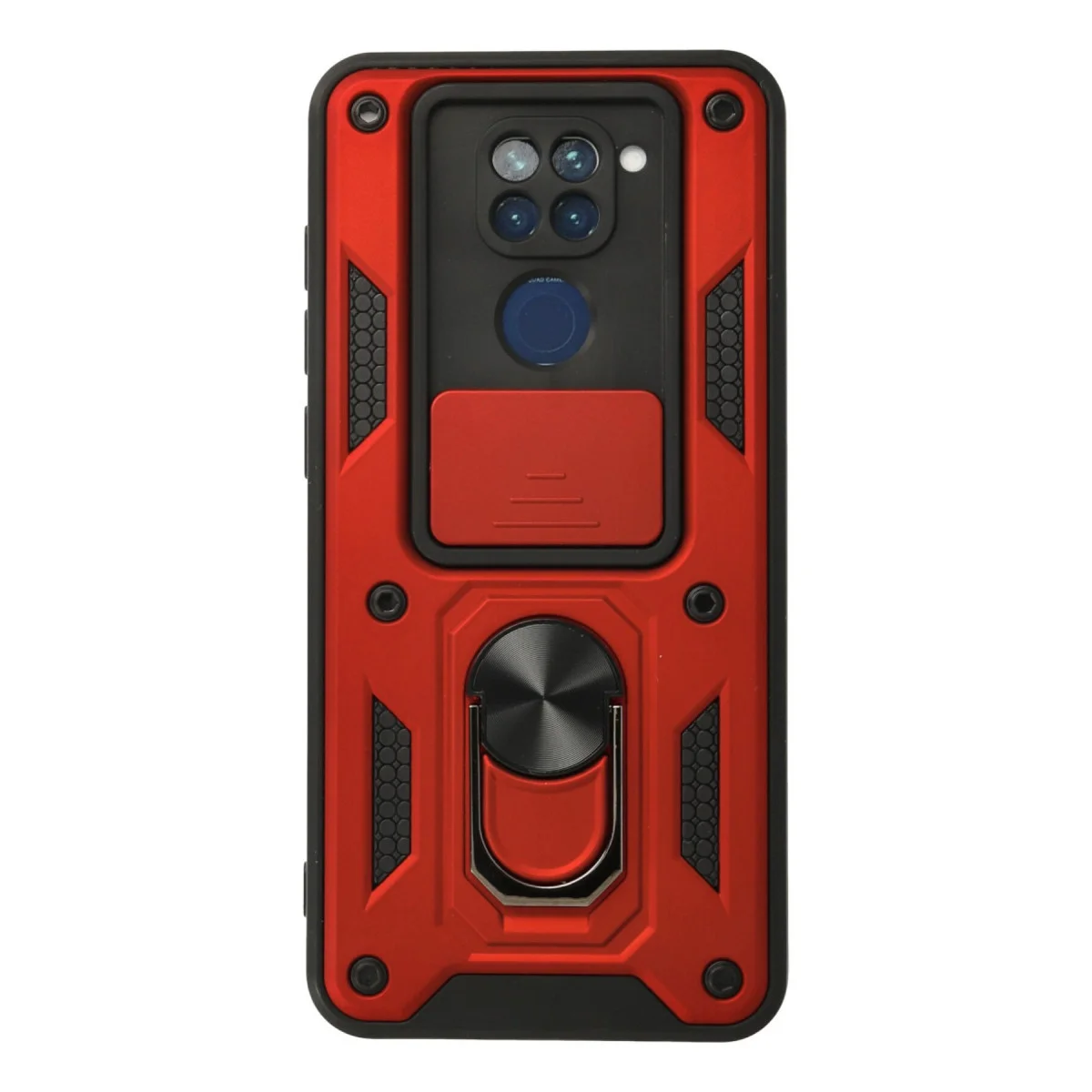 Redmi Note 9 Kılıf Pars Lens Yüzüklü Silikon - Kırmızı