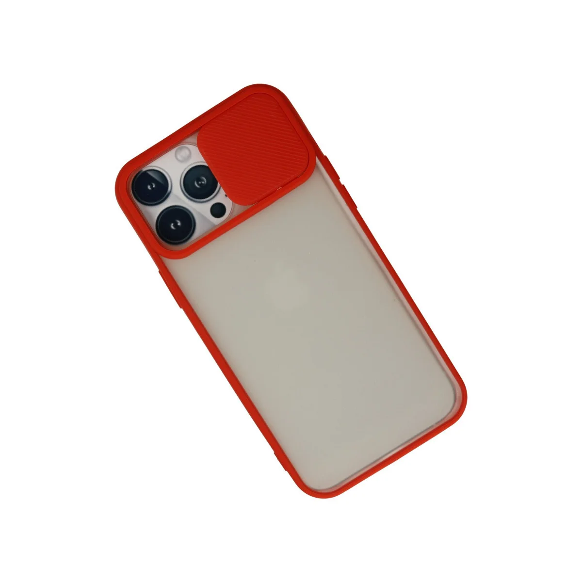 iPhone 13 Pro Max Kılıf Palm Buzlu Kamera Sürgülü Silikon - Kırmızı