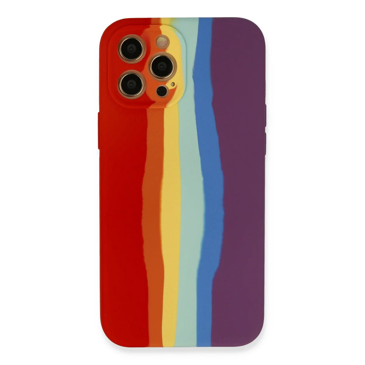 iPhone 12 Pro Max Kılıf Ebruli Lansman Silikon - Kırmızı-Mor