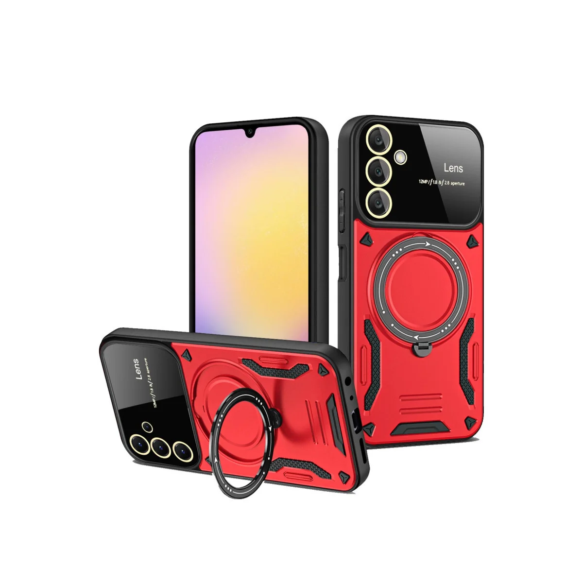 Galaxy A15 4G Kılıf Joy Lens Standlı Kapak - Kırmızı