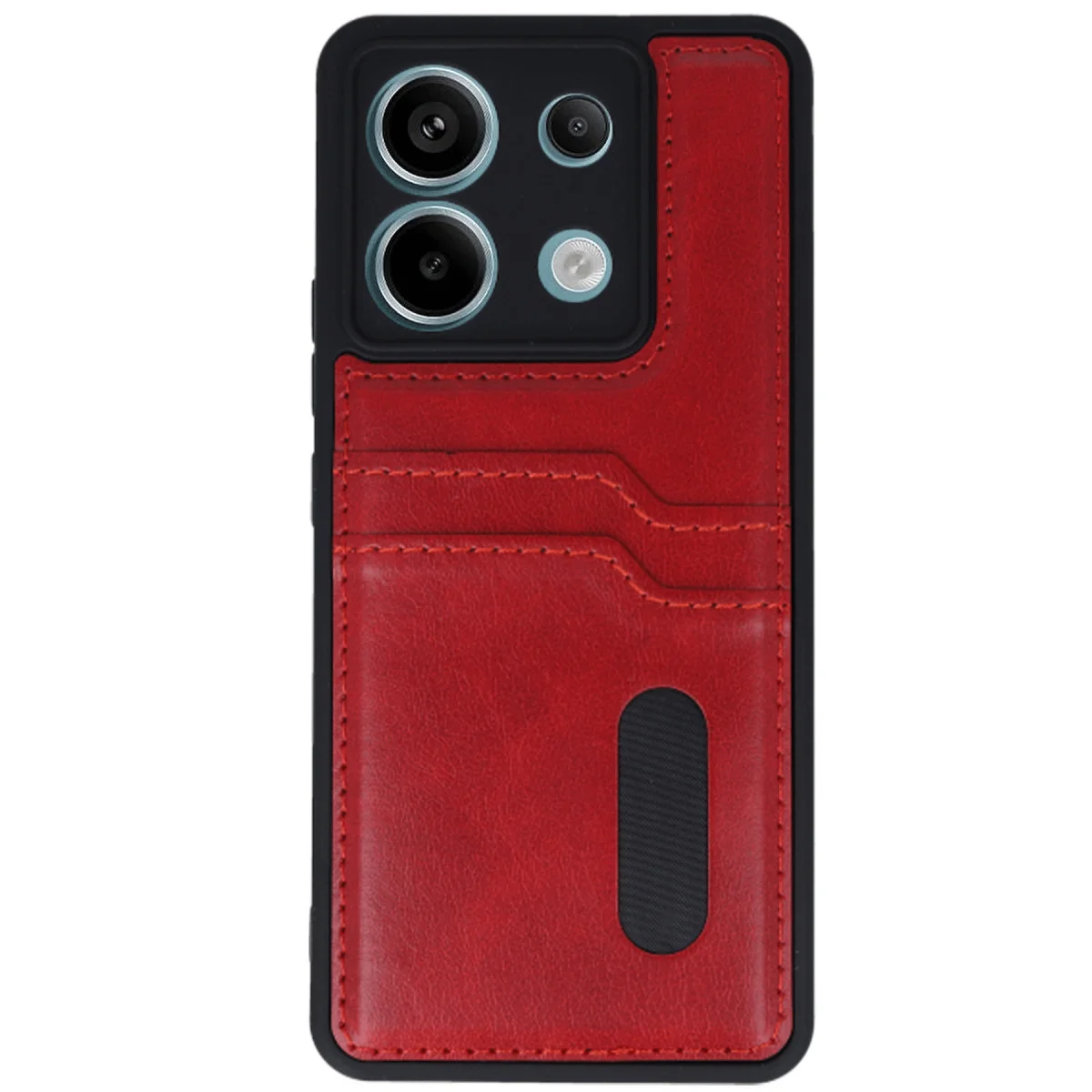 Redmi Note 13 Pro 5G Kılıf Sara Kartvizitli Deri Kılıf - Kırmızı