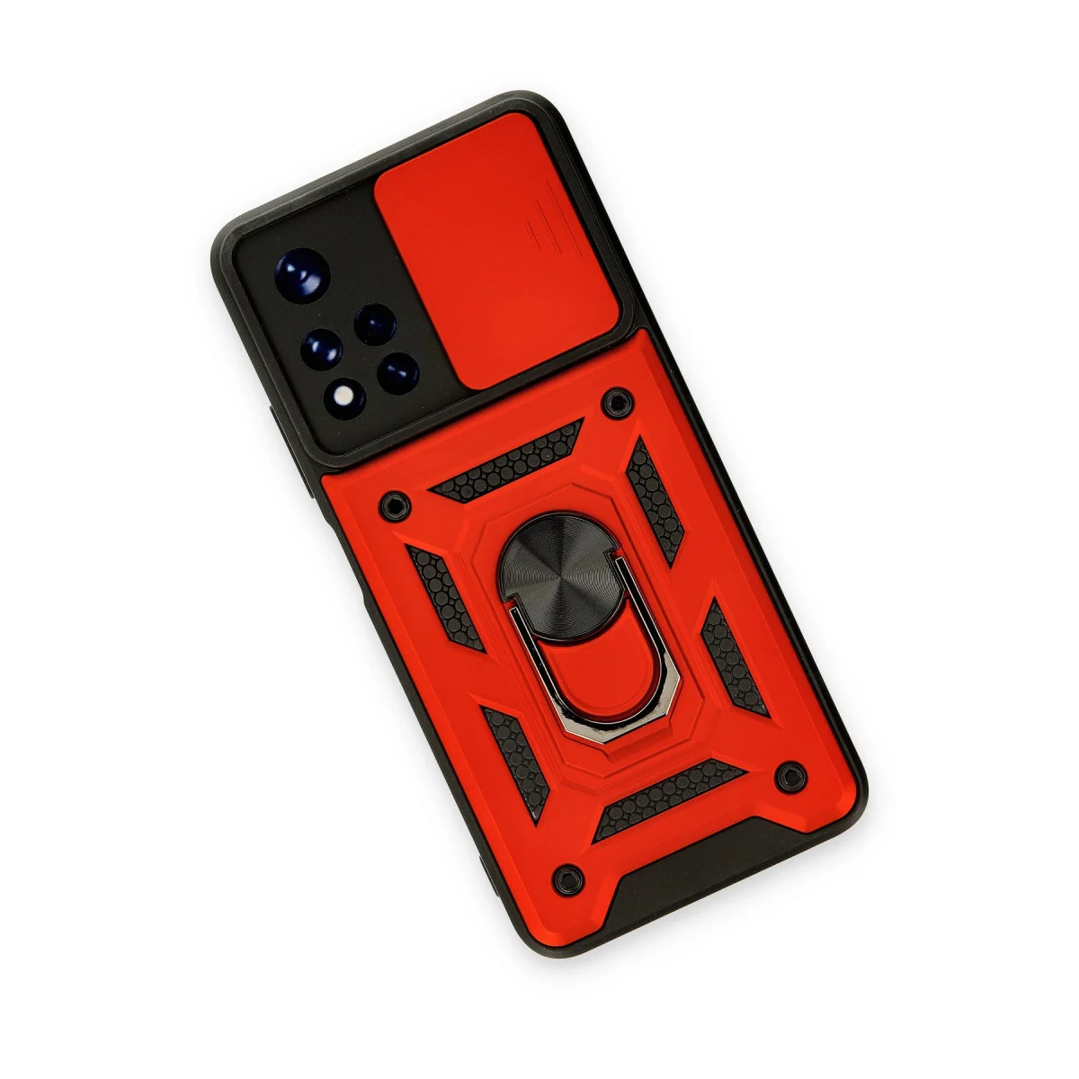 Redmi Note 11T Kılıf Pars Lens Yüzüklü Silikon - Kırmızı