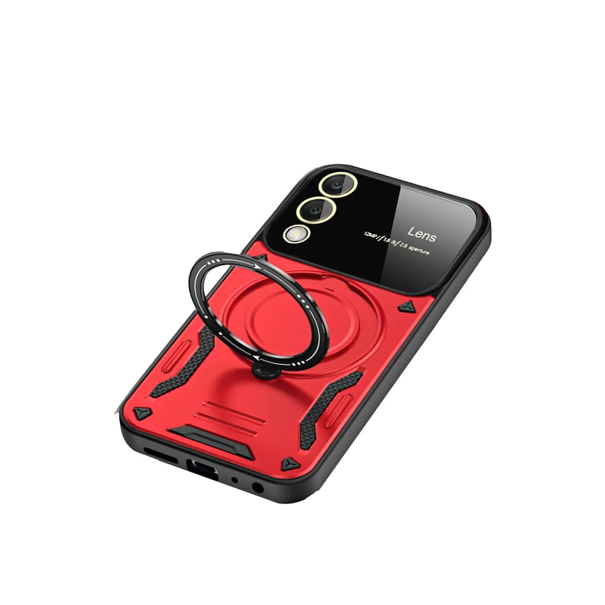 Galaxy S25 Edge Kılıf Joy Lens Standlı Kapak - Kırmızı