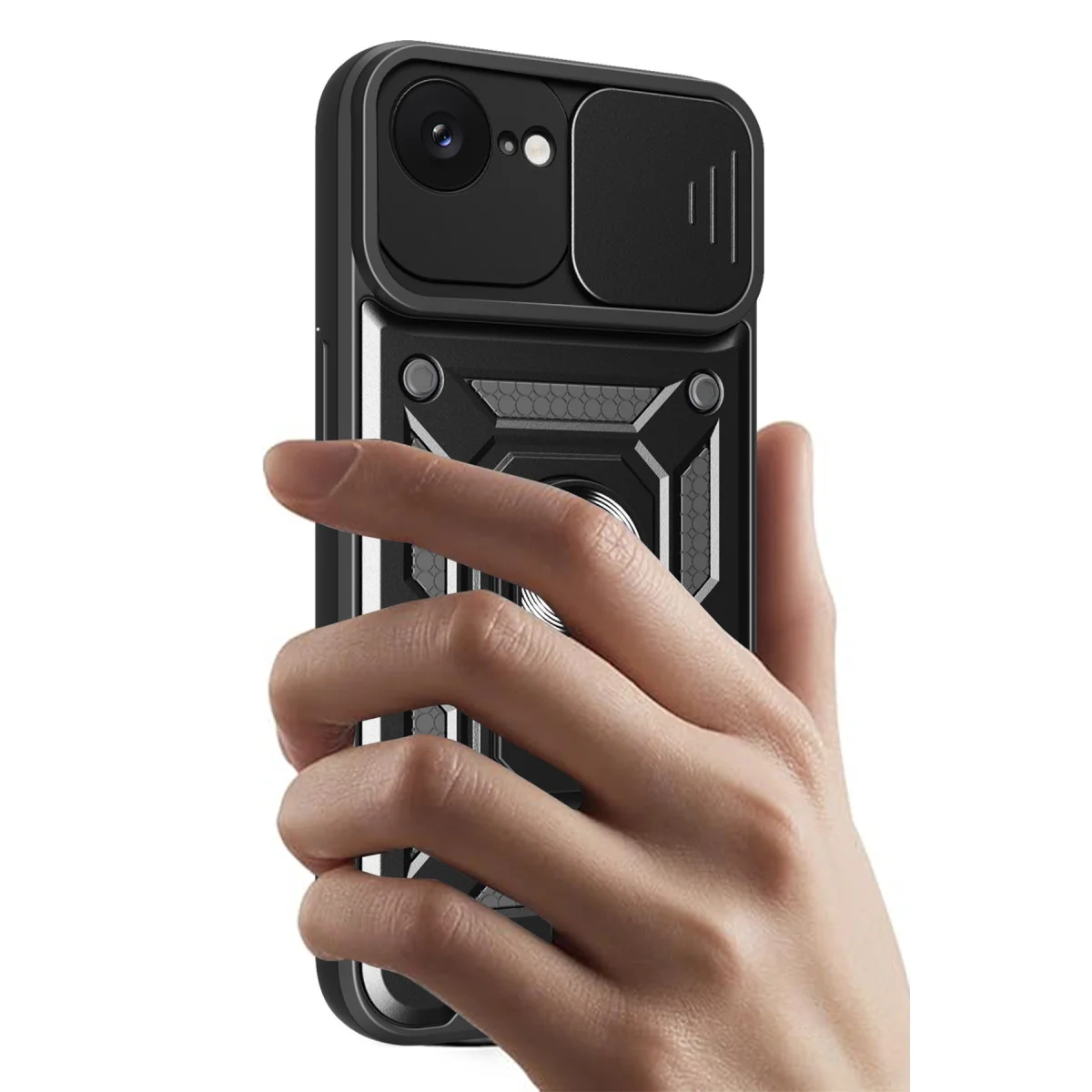 iPhone 16E Kılıf Pars Lens Yüzüklü Silikon - Kırmızı