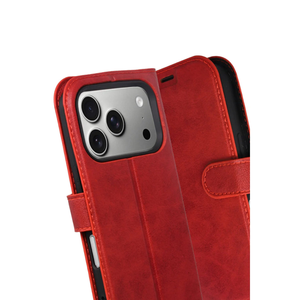 iPhone 17 Pro Trend S Plus Kapaklı Kılıf - Kırmızı