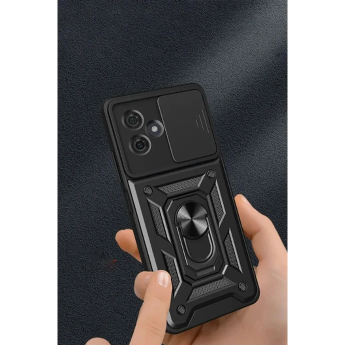 Redmi Note 13 Pro Plus Kılıf Pars Lens Yüzüklü Silikon - Lacivert