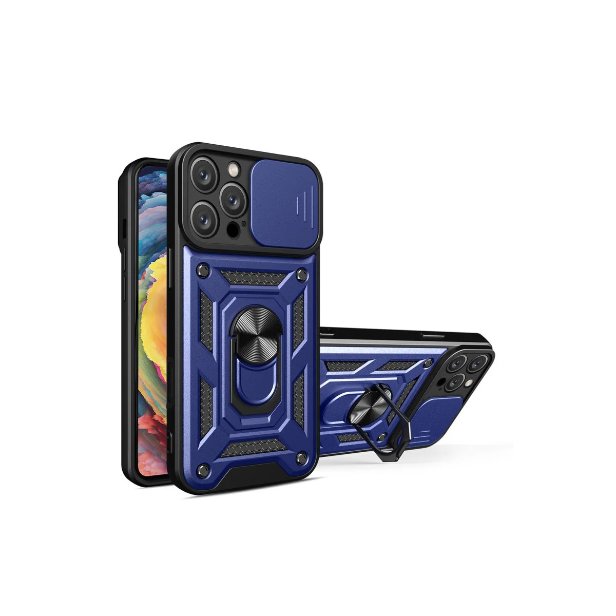 iPhone 16 Pro Kılıf Pars Lens Yüzüklü Silikon - Lacivert