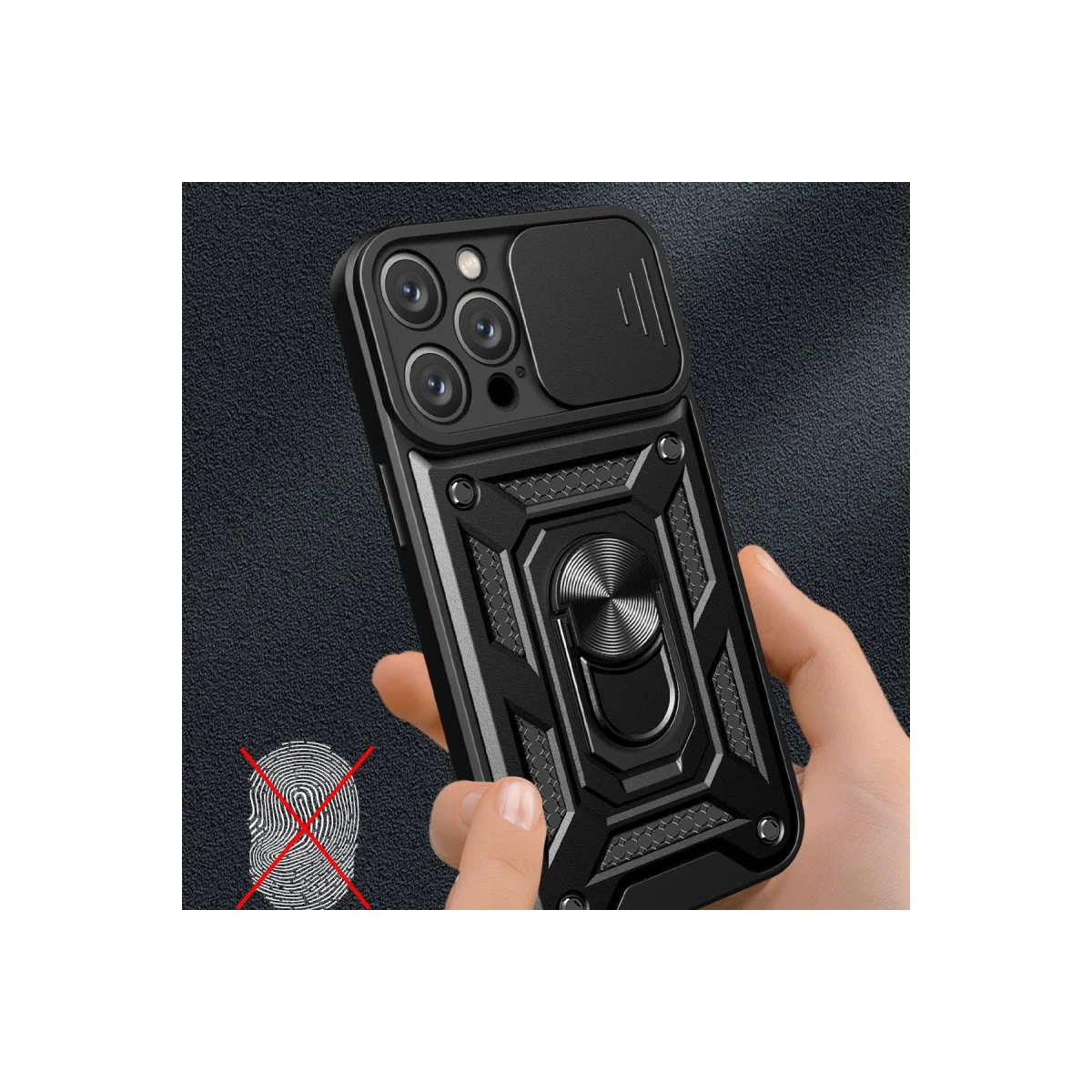 iPhone 16 Pro Kılıf Pars Lens Yüzüklü Silikon - Lacivert