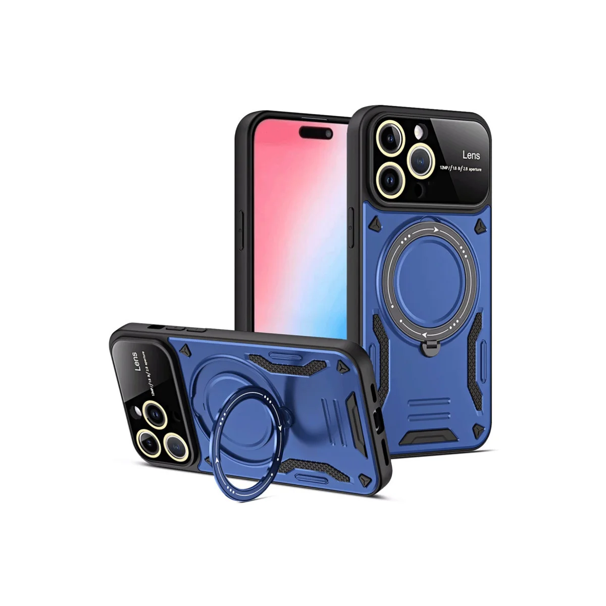 iPhone 16 Pro Kılıf Joy Lens Standlı Kapak - Lacivert