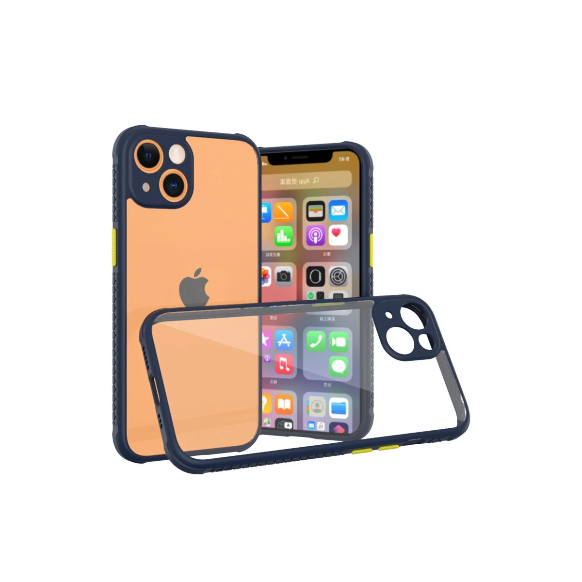 iPhone 13 Mini Kılıf Miami Şeffaf Silikon - Lacivert