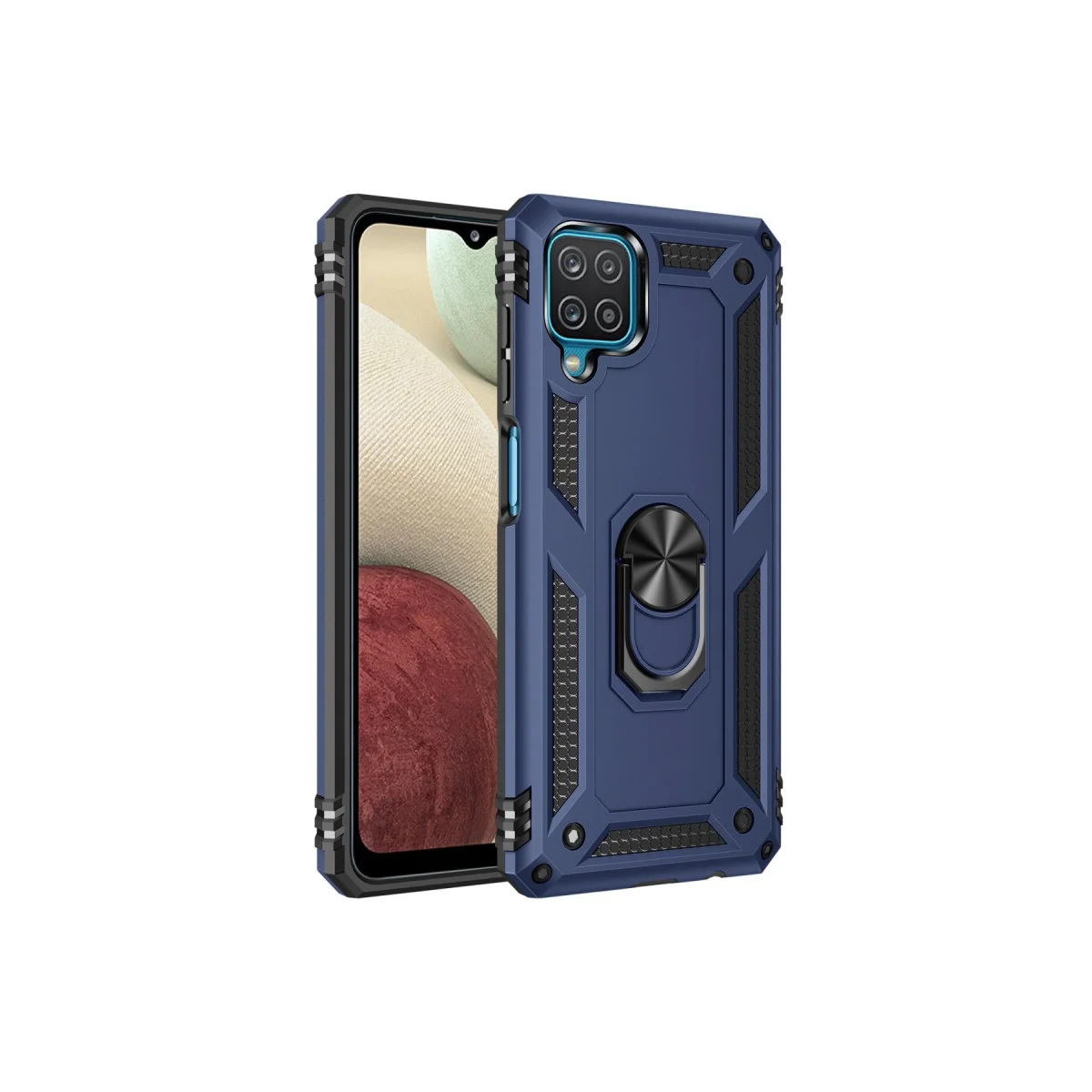 Galaxy A22 Kılıf Sofya Yüzüklü Silikon Kapak - Lacivert