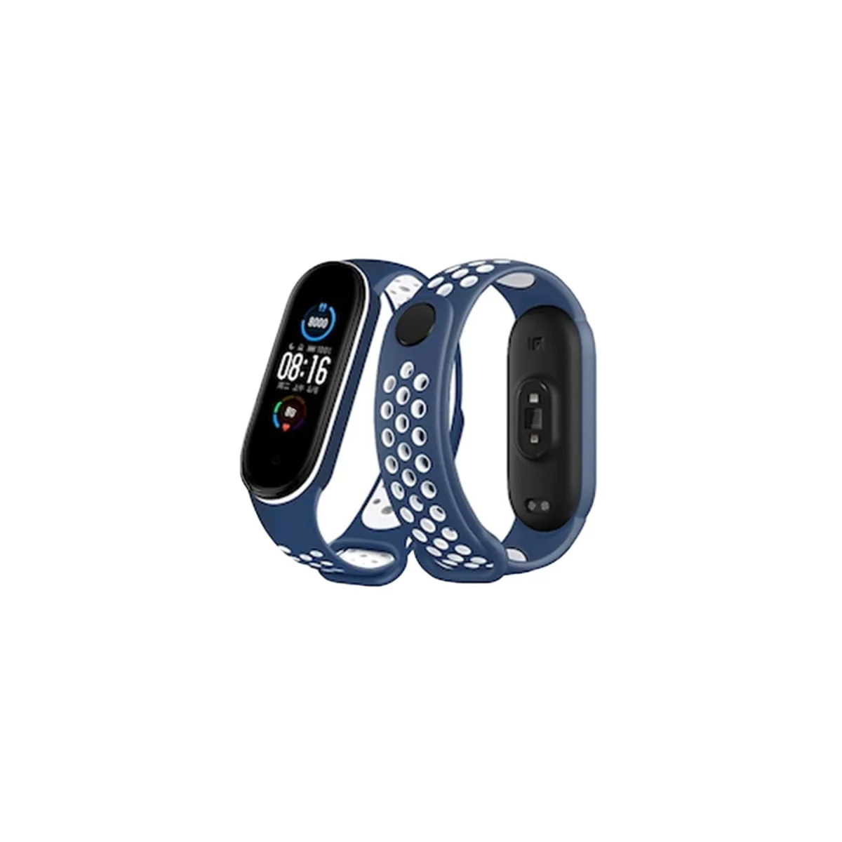 Mi Band 4 Spor Delikli Kordon - Lacivert-Beyaz