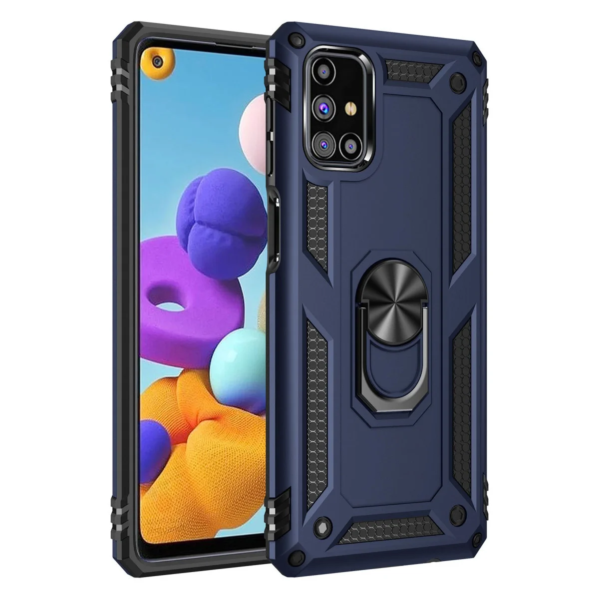 Galaxy M51 Kılıf Sofya Yüzüklü Silikon Kapak - Lacivert