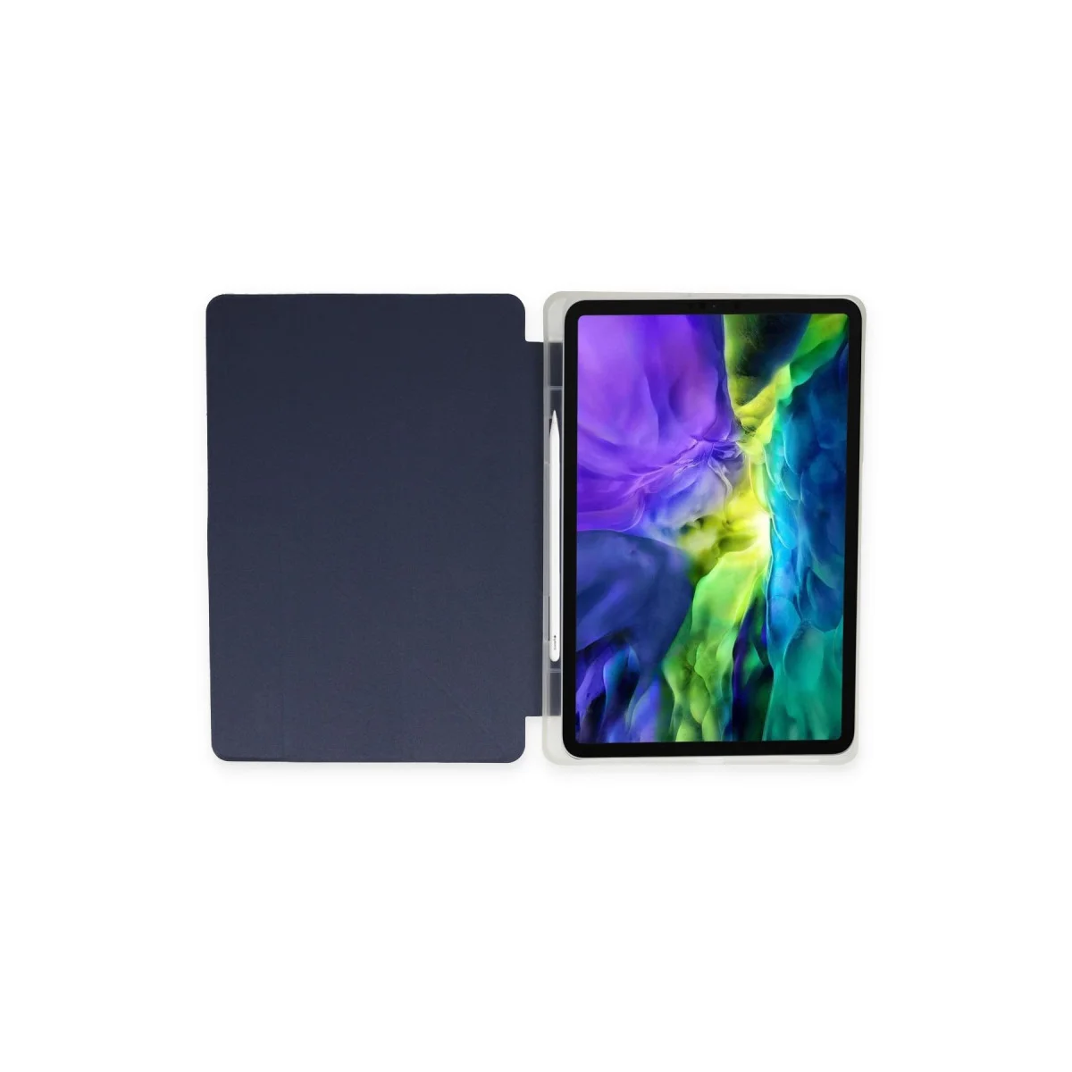 iPad 10.2 (8.nesil) Kılıf Kalemlikli Hugo Tablet Kılıfı - Lacivert