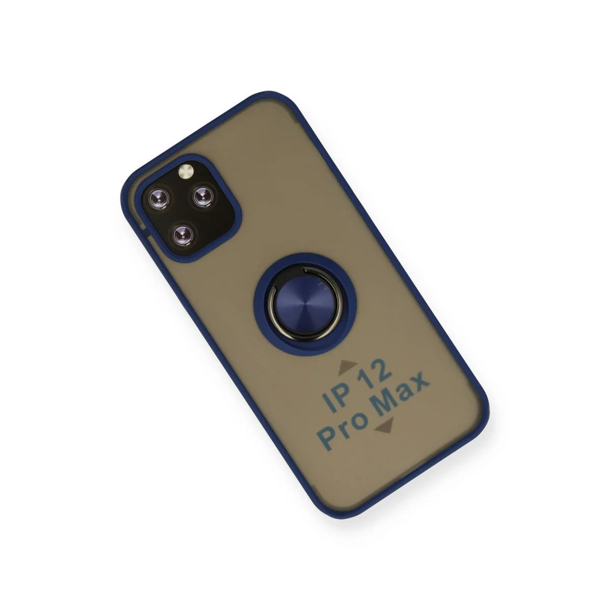 iPhone 12 Pro Max Kılıf Montreal Yüzüklü Silikon Kapak - Lacivert