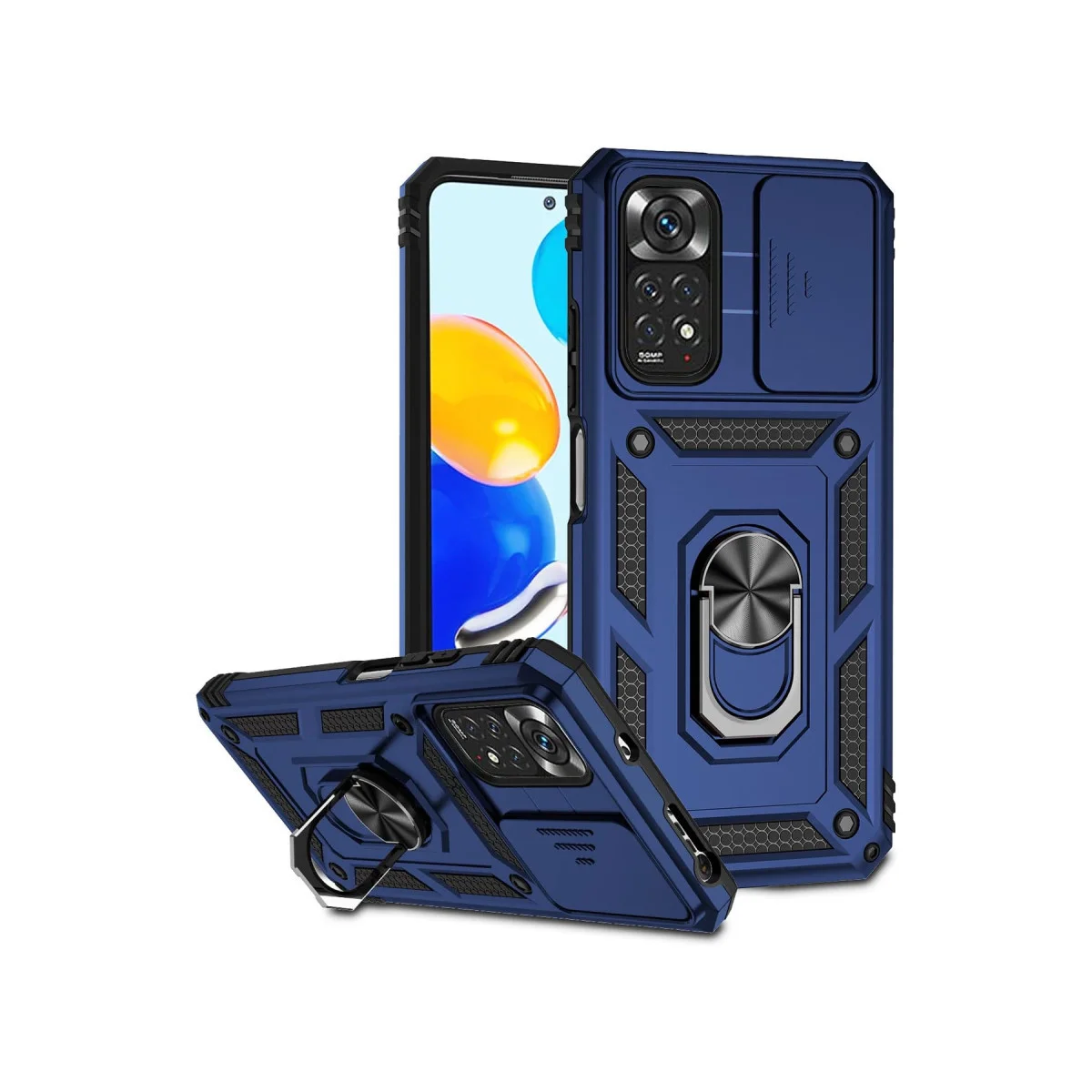 Redmi Note 11 Pro Kılıf Pars Lens Yüzüklü Silikon - Lacivert