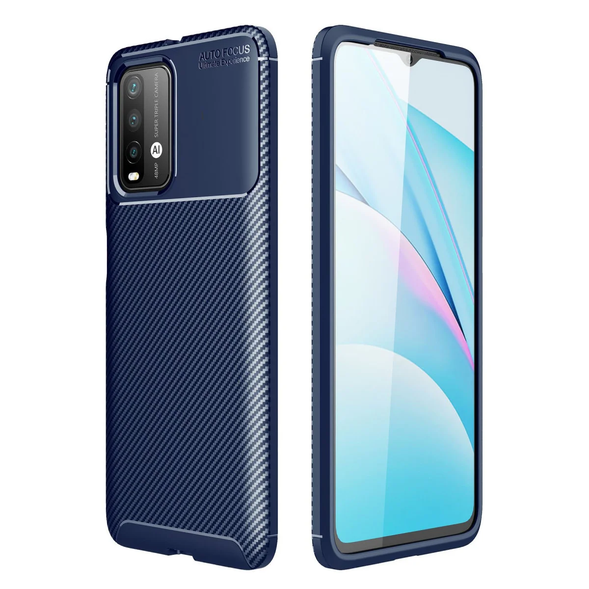 Redmi 9T Kılıf Auto Focus Karbon Kapak - Lacivert